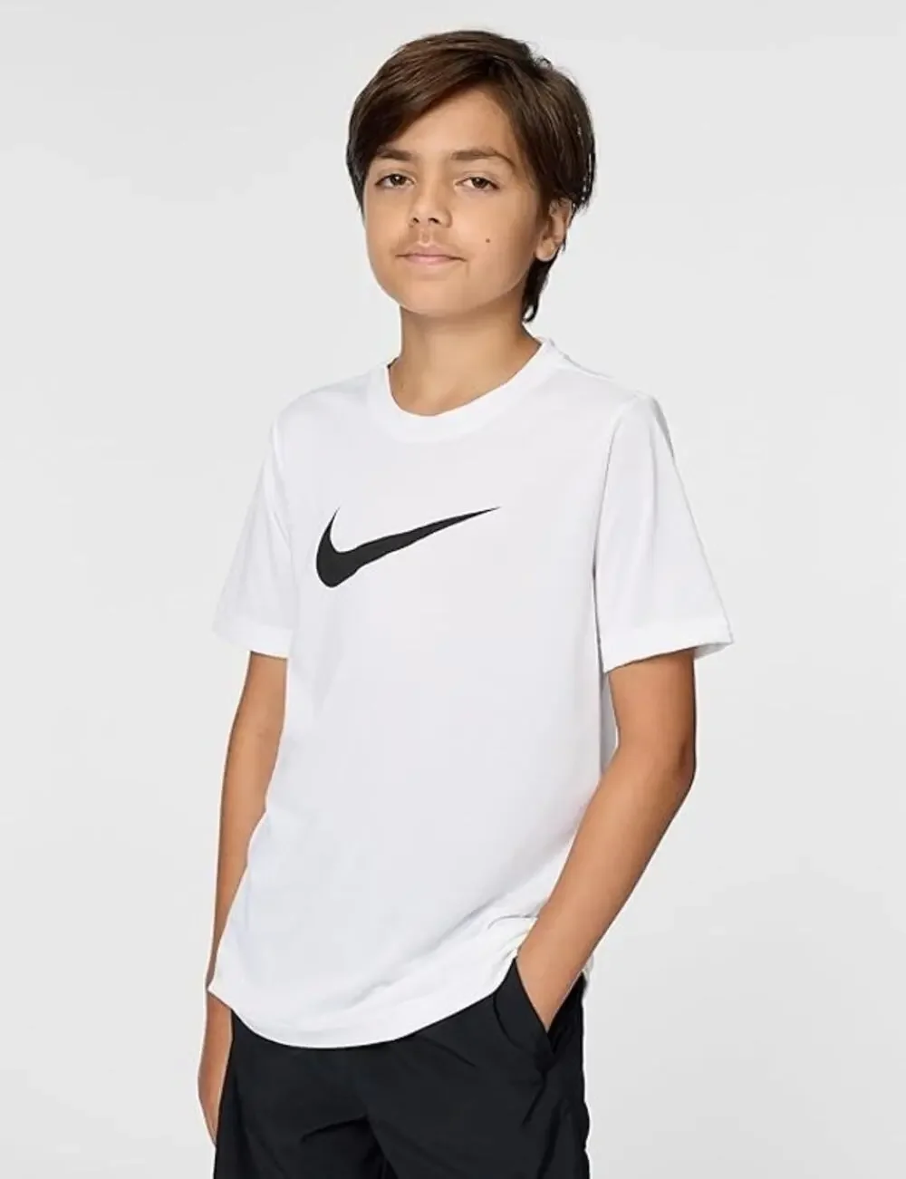 Nike Kids LG White Legend Dri-Fit Swoosh Short Sleeve Athleisure T Shirt A20-2